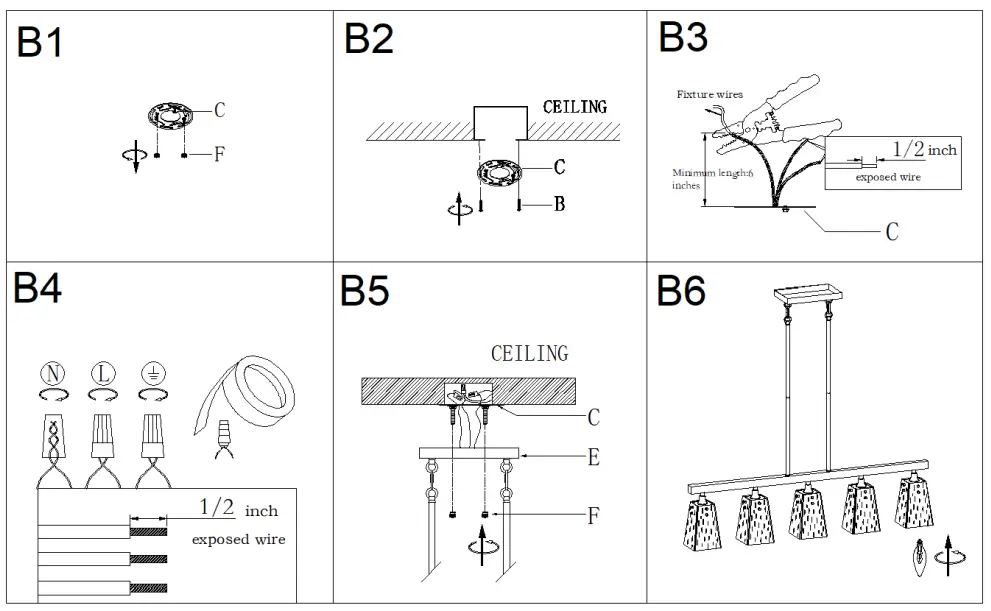 Uolfin-5069678-5-Light-Matte-Black-and-Bell-Glas--Shape-FIG5