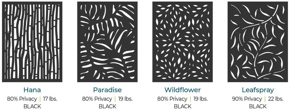 OUTDECO USA USADSWL2-BL Black Eucalyptus Decorative Screen Panel - 5