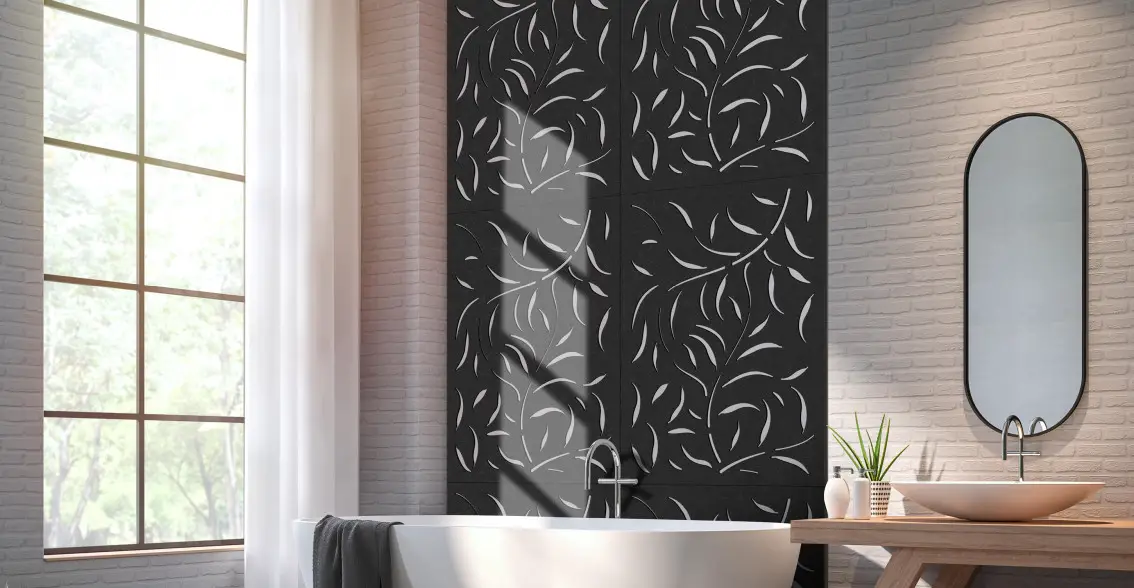 OUTDECO USA USADSWL2-BL Black Eucalyptus Decorative Screen Panel - 6