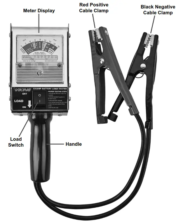 VIKING 58944 6 12 Volt Battery Load and System Tester - Functions