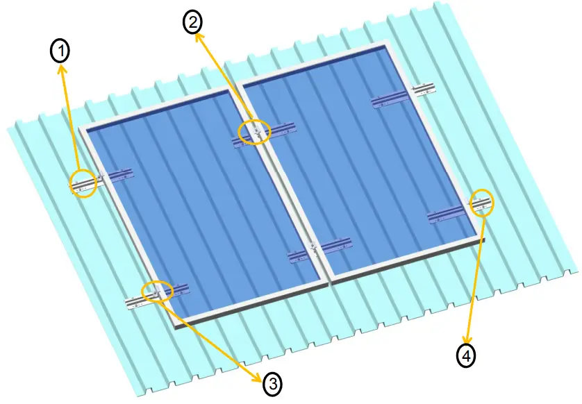 PNI KM S04 Greenhouse S02 Mounting Kit for 2 Solar Panels for Metal Sheet Roof-