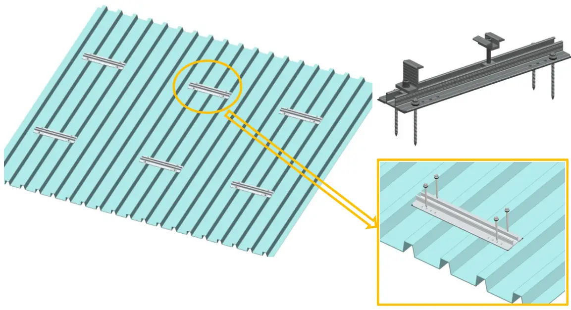 PNI KM S04 Greenhouse S02 Mounting Kit for 2 Solar Panels for Metal Sheet Roof-fig1