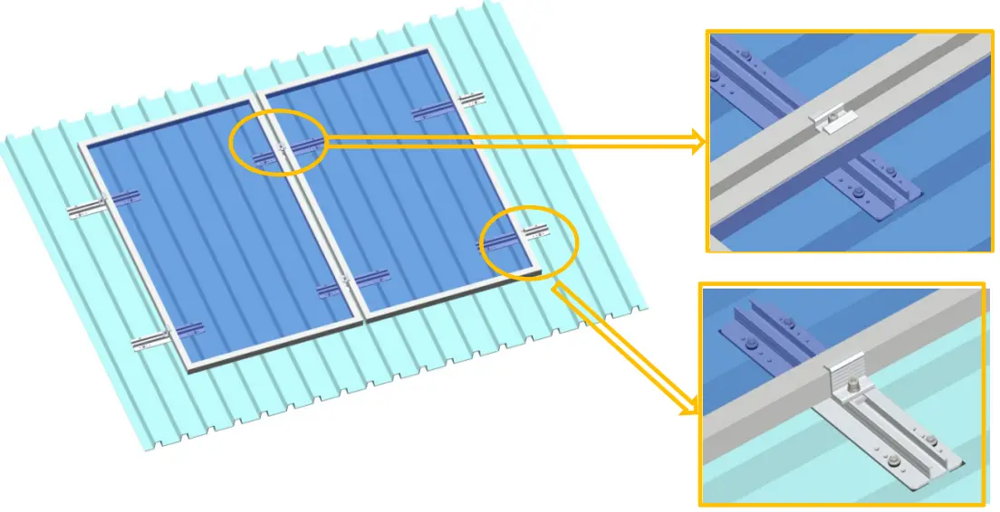 PNI KM S04 Greenhouse S02 Mounting Kit for 2 Solar Panels for Metal Sheet Roof-fig2