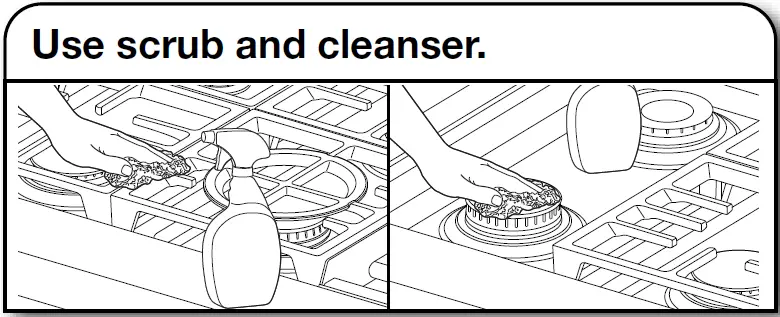 KitchenAid Commercial-Style 48 Inch Built-In Gas Cooktop with 6 Burners and Grid CARE AND CLEANING 4