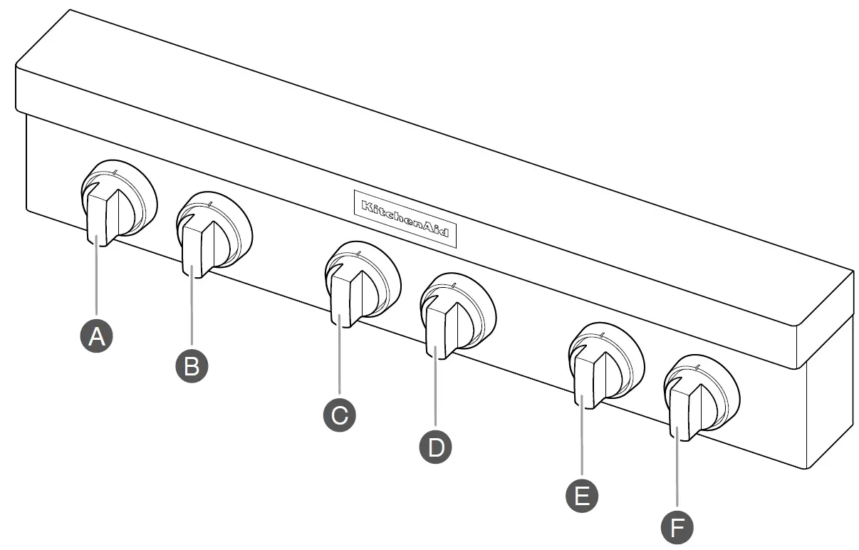 KitchenAid Commercial-Style 48 Inch Built-In Gas Cooktop with 6 Burners and Grid Cooktop Knobs 1