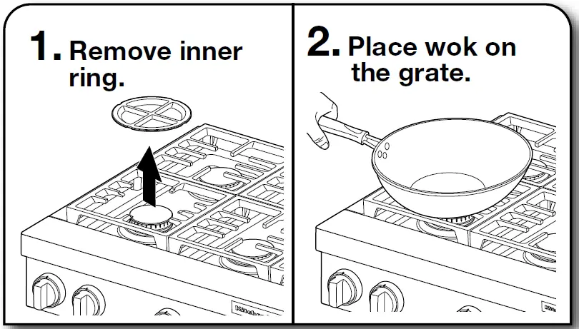 KitchenAid Commercial-Style 48 Inch Built-In Gas Cooktop with 6 Burners and Grid WOK RING GRATES