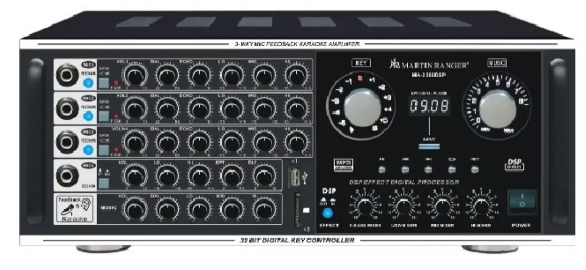 MARTIN RANGER 3-Way Mic Feedback Karaoke Amplifier