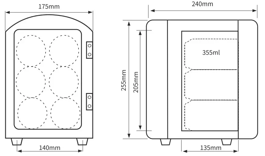AstroAI ASIM040W Portable Mini Refrigerator - size
