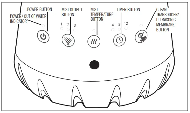 Homedics UHE-WM10 Total Comfort 2 in 1 Humidifier Warm and Cool Mist Instruction - POWER BUTTON