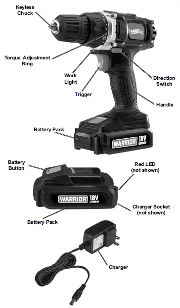 HARBOR FREIGHT 58389 18V Lithium 3-8 Inch Cordless Drill-Driver FIG 2