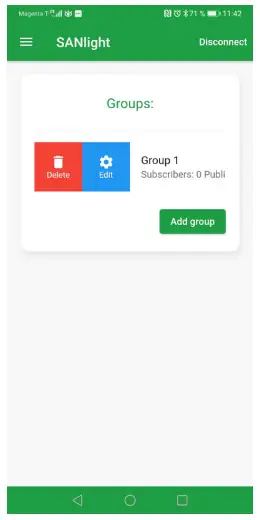 sanlight EVO Series Bluetooth Dimmer - Groups screen 2