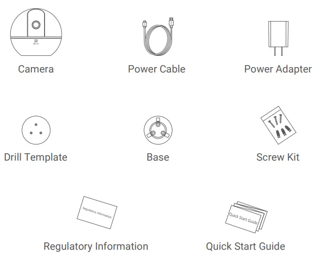 EZVIZ C6W Smart WiFi Pan and Tilt Camera - Package Contents
