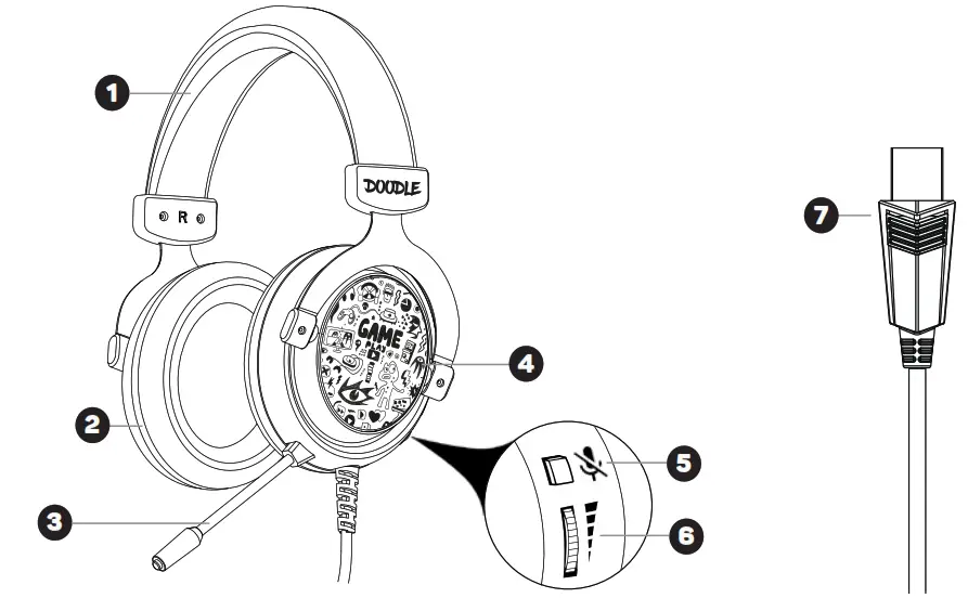 connect IT CHP 7000 BK Gaming Headphones with Microphone - Each Part