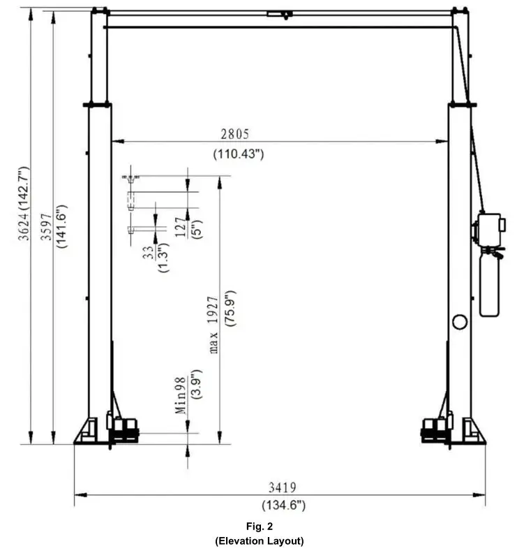 TUXED Two-Post Clear Floor Lift - fIG 2