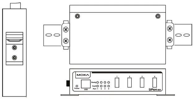 MOXA UPort 200 Port Entry-Level USB Hub - DIN-Rail Mounting