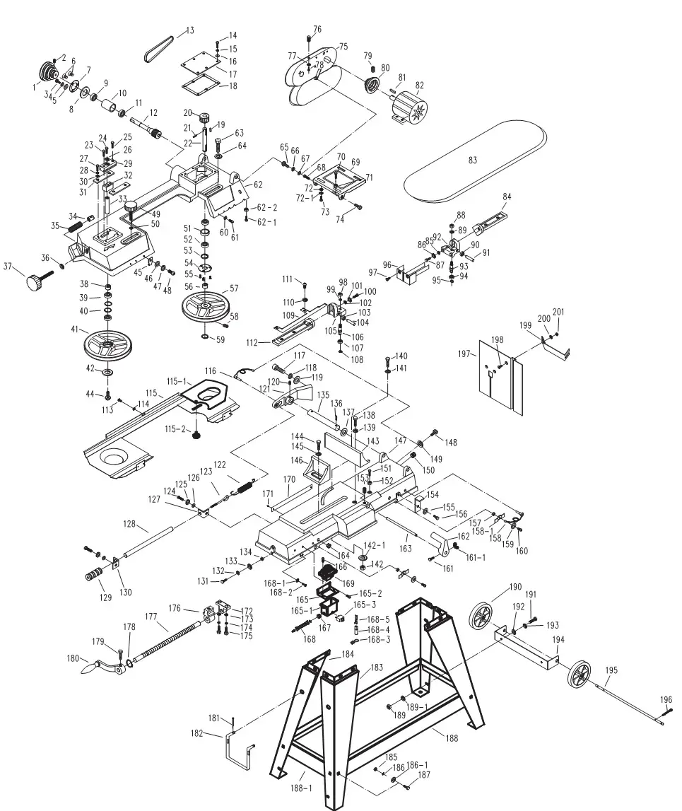 KLUTCH 4 1 2in. x 6in. Metal Band Saw With Vertical Cutting Table - Parts Diagram
