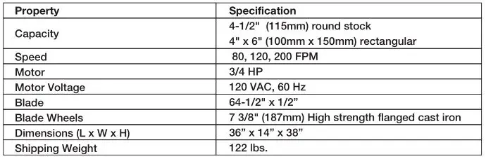 KLUTCH 4 1 2in. x 6in. Metal Band Saw With Vertical Cutting Table - Technical Specifications