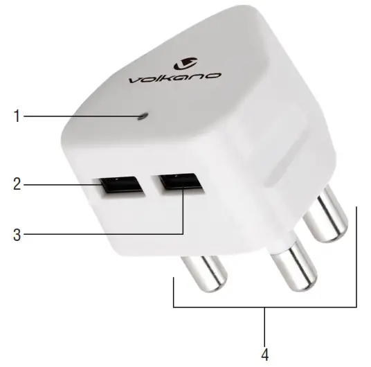 volkano Dual Port USB Adaptor IDENTIFYING PARTS