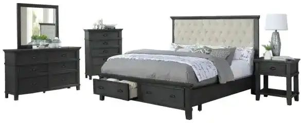 Best Quality Furniture SAN-CK4 Sandy 4 Piece Cappuccino California King Platform Storage Bedroom Set-PRODUCT