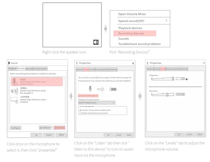 Recording Setting on Computer
