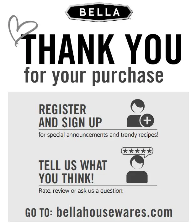 BELLA Mini Cake Pop Maker Instruction Manual - Thank You Page