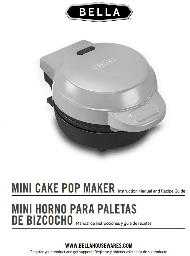 BELLA Mini Cake Pop Maker Instruction Manual