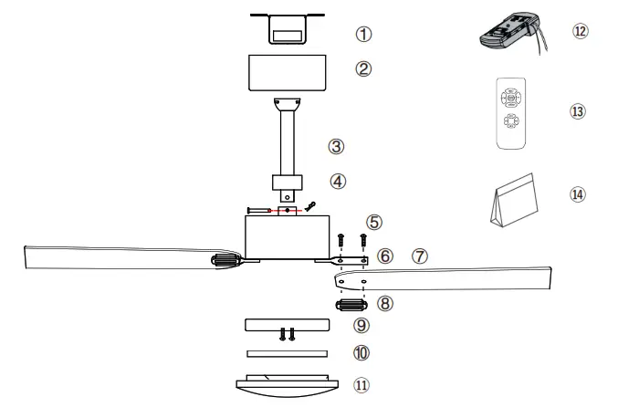 CROSSIO CFL-1074 40 Inch Ceiling Fan with Light and Remote Control - Fig