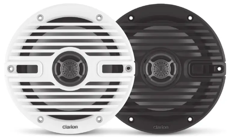 clarion CMS 651 CWB Two 6 50 Inch 165 mm Marine Coaxial Loudspeakers with White and Black Classic Grilles