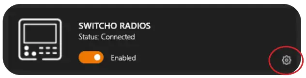 Virtual Fly SWITCHO Radios - displayed in the Dashboard
