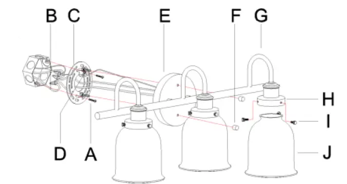 Uolfin-5069513-22-in-3-Light-Matte-Gold-with-Clear-Bell-Glass-Shade-FIG3