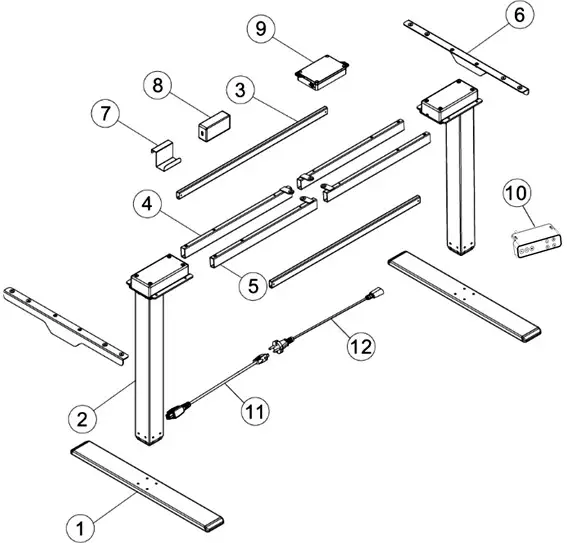 DIGITUS DA 90430 Series Electrically Height Adjustable Desk Frame - Component list 2