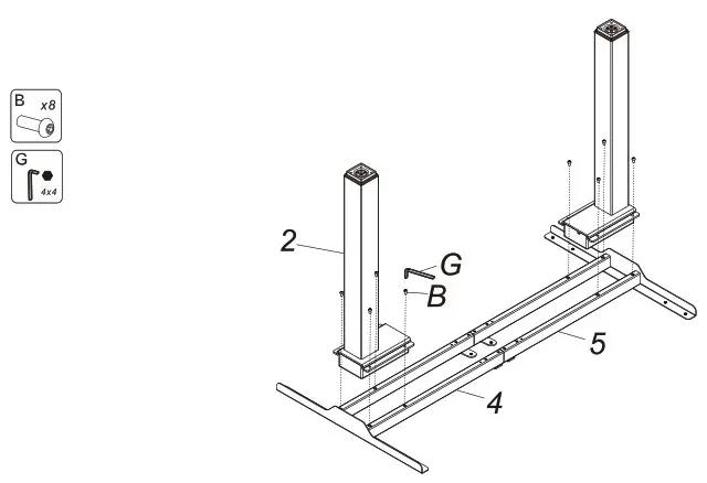 DIGITUS DA 90430 Series Electrically Height Adjustable Desk Frame - Component list 4