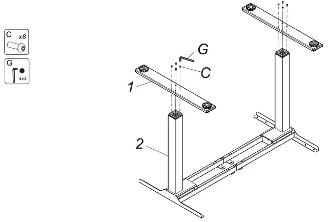 DIGITUS DA 90430 Series Electrically Height Adjustable Desk Frame - Component list 5