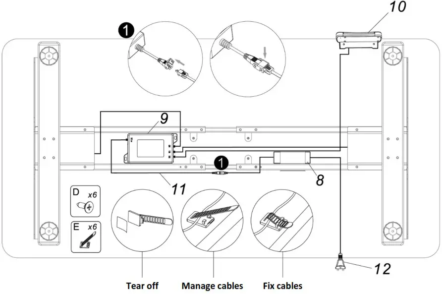 DIGITUS DA 90430 Series Electrically Height Adjustable Desk Frame - Component list 8