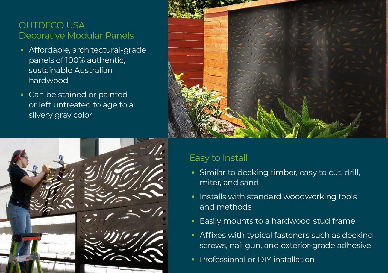 OUTDECO USA USADWPT2-BL Black Eucalyptus Decorative Screen Panel User Manual - Easy to install