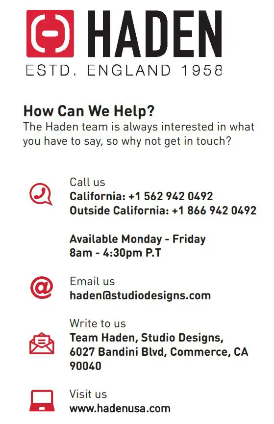 HADEN B084ZS6NM9 Highclere Toaster Instruction Manual - Contact Us