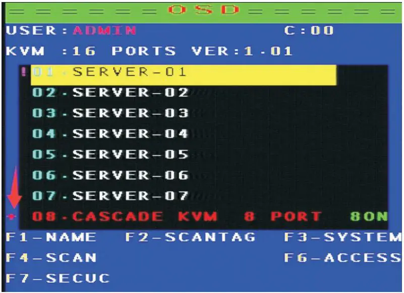 AliExpress MT-9108UP 8-port IP remote control computer KVM switch OSD menu rack 9108UP User Manual - After cascade