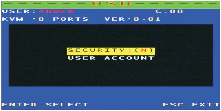 AliExpress MT-9108UP 8-port IP remote control computer KVM switch OSD menu rack 9108UP User Manual - Enter the user settings