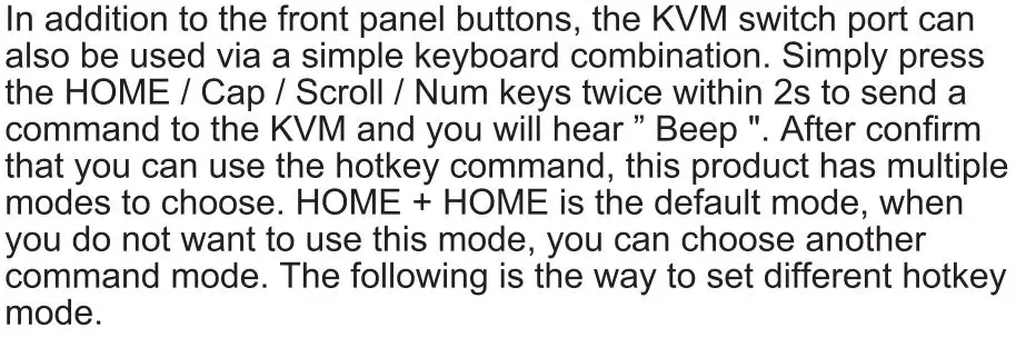 AliExpress MT-9108UP 8-port IP remote control computer KVM switch OSD menu rack 9108UP User Manual - Hotkey command introduction