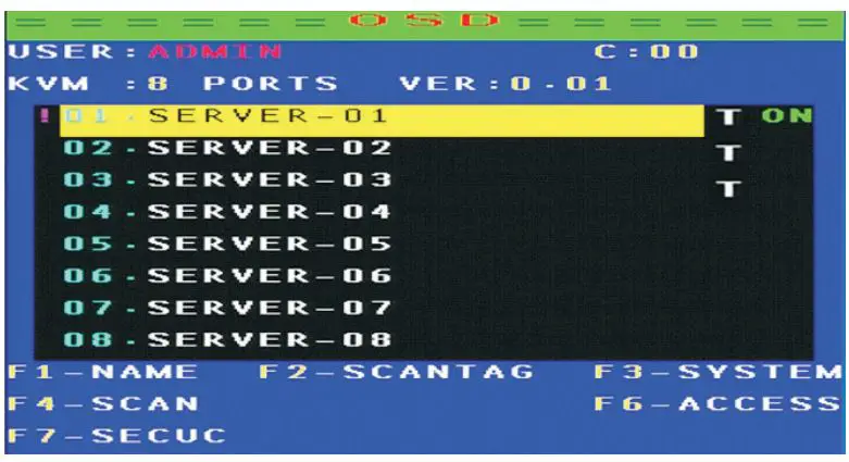 AliExpress MT-9108UP 8-port IP remote control computer KVM switch OSD menu rack 9108UP User Manual - OSD