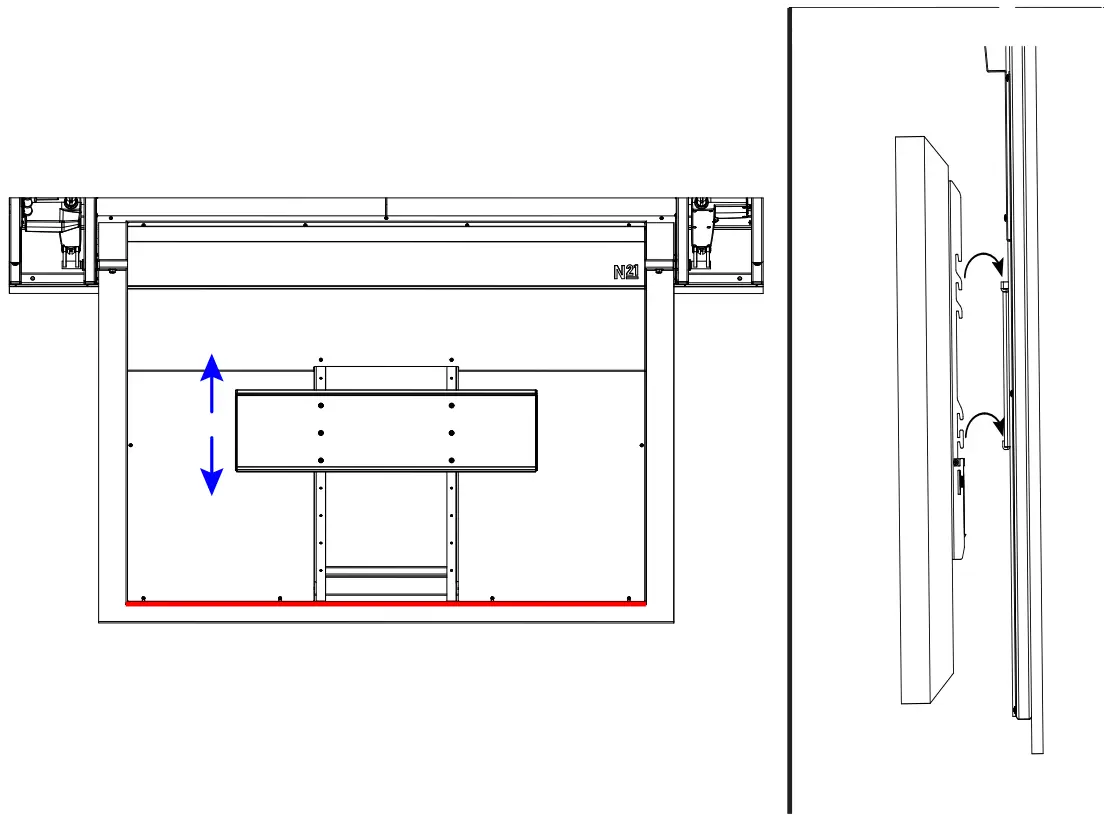 NEXUS 21 CL 65 Professional Grade Flip Down TV - Adjust the vertical position