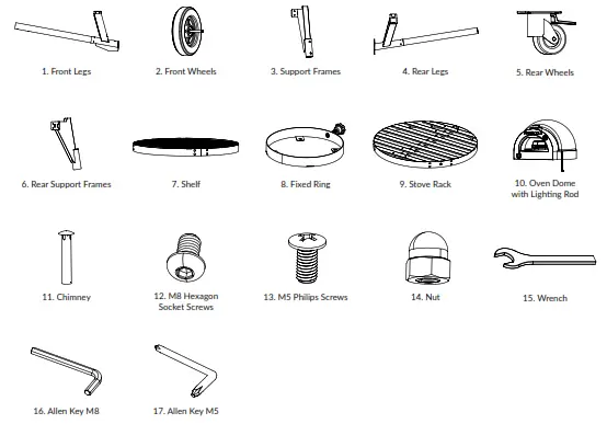 PINNACOLO PPO-8-08 Thermal Clay Gas Powered Oven - PART LIST