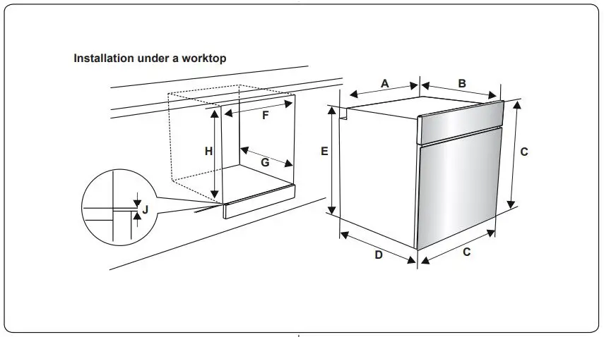 Installation under a worktop