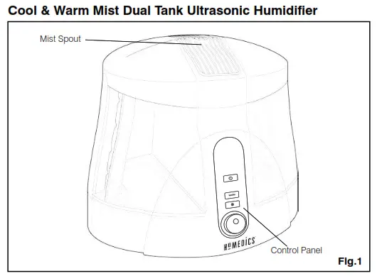 Homedics UHE-WM65 Cool and Warm Mist Dual Tank Ultrasonic Humidifier - Ultrasonic Humidifier