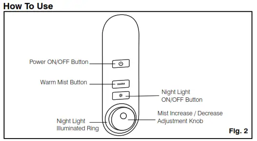 Homedics UHE-WM65 Cool and Warm Mist Dual Tank Ultrasonic Humidifier - Use