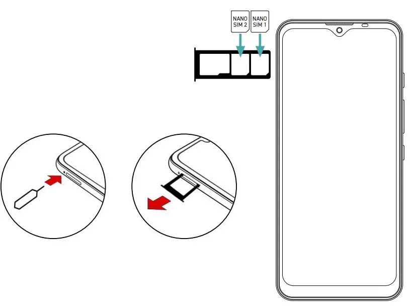 WIKO Power U10 Smart Phone User Guide - Inserting the SIM cards - 2 SIM