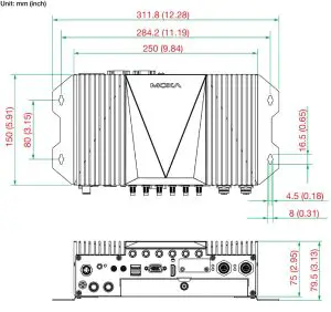 MOXA V2406C Series Intel 7th Gen Core Processor Railway embedded computers - Dimensions