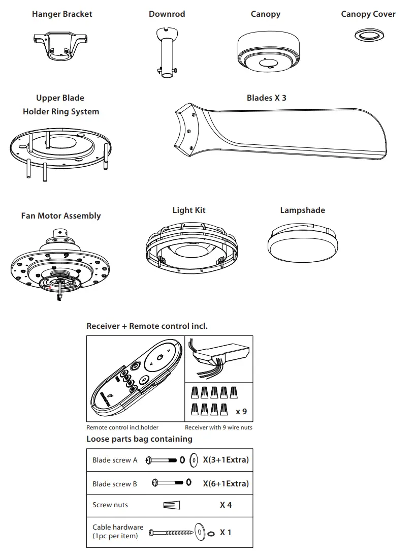 aEROFANTURE AT52 01 01B Switch Ceiling Fan - CONTAINS