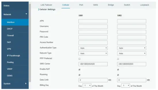 Cellular Connection Configuration