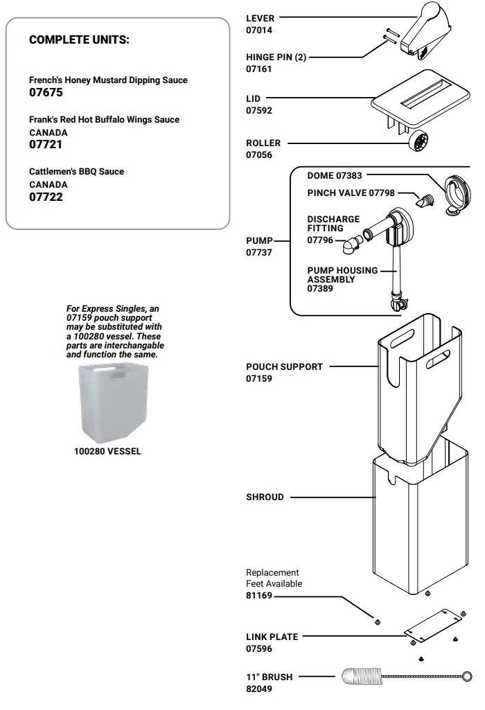 SERVER 07000 1 2 Gallon Dispenser Instruction Manual - PARTS